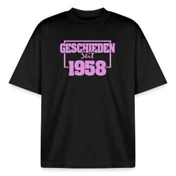 Mariage en 1958 - T-shirt unisexe boxy épais biologique Stanley/Stella - noir - Devant - AI Model Male 185 light (185cm) & AI Model Female 172 dark (172cm)