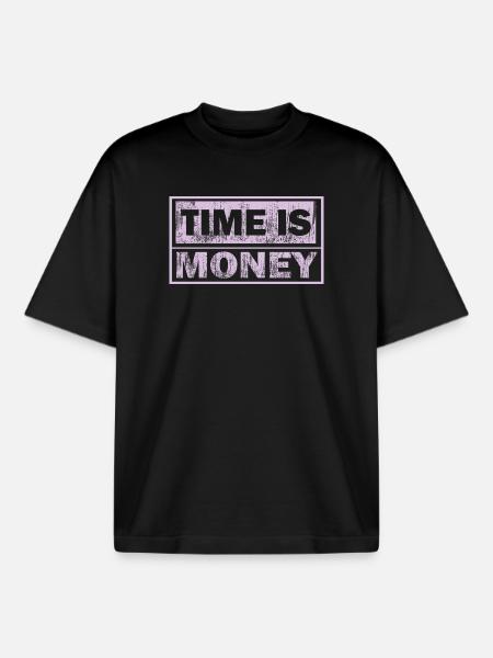Zeit ist Geld Neon-Panel - Boxy Heavyweight Unisex Organic T-Shirt von Stanley/Stella - Schwarz