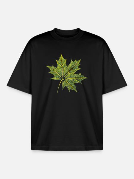 Maple Leaf - Forest & Nature BOTANIK - Boxy Heavyweight Unisex Organic T-Shirt by Stanley/Stella - black
