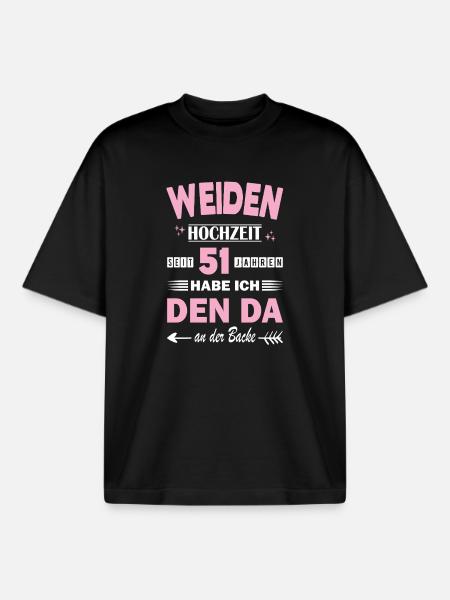 51 Years Relationship Anniversary Wedding Anniversary - Boxy Heavyweight Unisex Organic T-Shirt by Stanley/Stella - black