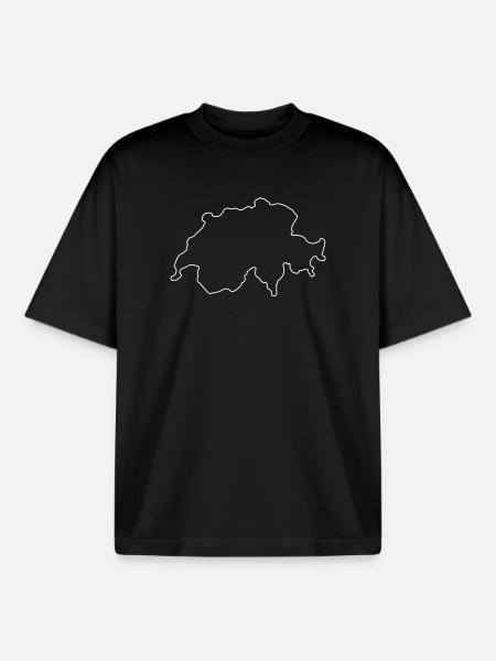 Schweiz Land Kontur - Boxy Heavyweight Unisex Organic T-Shirt von Stanley/Stella - Schwarz