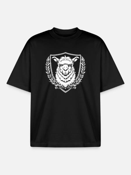 Heraldik Alpaka Wappen - Boxy Heavyweight Unisex Organic T-Shirt von Stanley/Stella - Schwarz