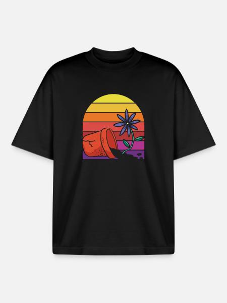 Retro Plant Lover Tea Plants Gardener - Boxy Heavyweight Unisex Organic T-Shirt by Stanley/Stella - black