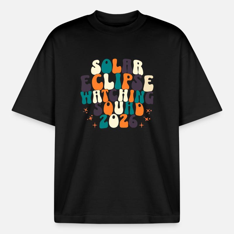 Solar Eclipse Watching Squad 2026 - Boxy Heavyweight Unisex Organic T-Shirt von Stanley/Stella - Schwarz