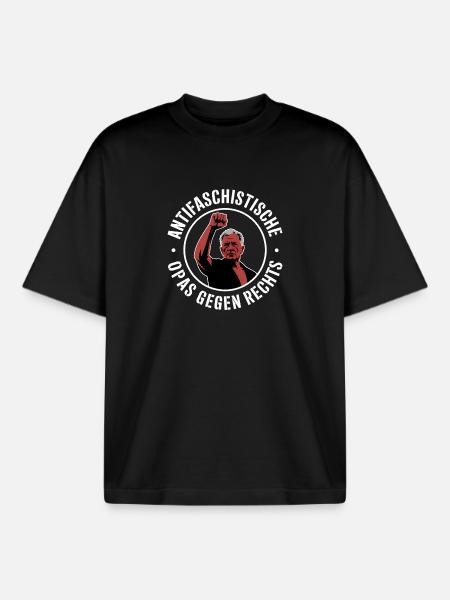 Anti-fascist grandpas against the right - Boxy Heavyweight Unisex Organic T-Shirt by Stanley/Stella - black