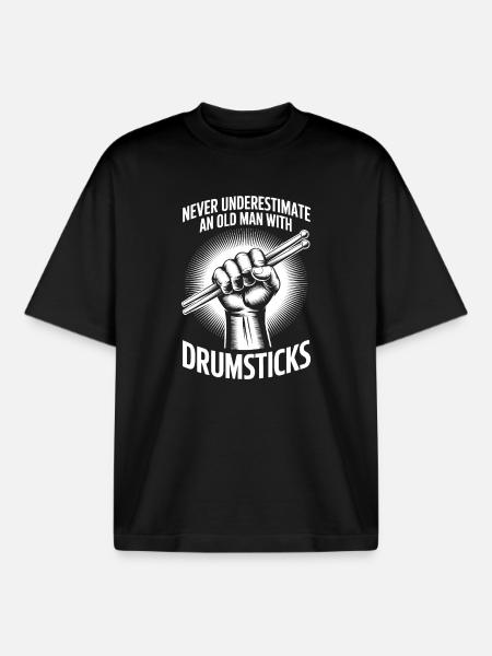 Drummer Saying Funny Drummer Gift - Boxy Heavyweight Unisex Organic T-Shirt by Stanley/Stella - black