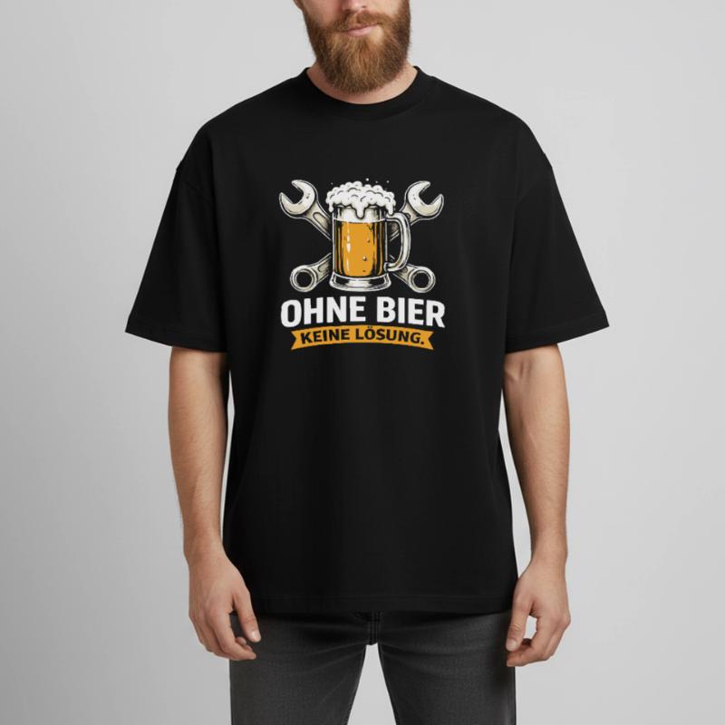 No solution without beer – Beer & Tools Shirt Boxy Heavyweight Unisex Organic T-Shirt by Stanley/Stella
