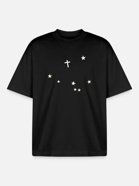 Cross in the starry sky - Boxy Heavyweight Unisex Organic T-Shirt by Stanley/Stella - black