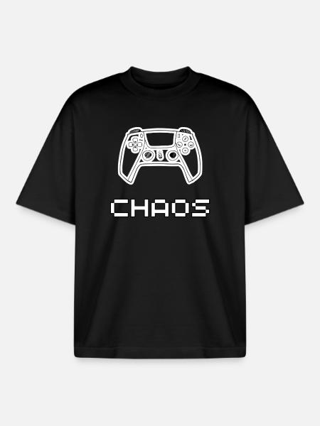 Controlled Chaos – Gaming Controller Chaos Design - Boxy Heavyweight Unisex Organic T-Shirt by Stanley/Stella - black