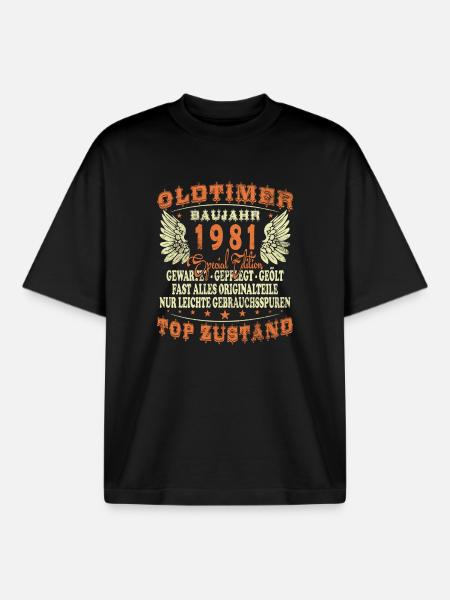 Anniversaire : né en 1981, 45 ans - T-shirt unisexe boxy épais biologique Stanley/Stella - noir