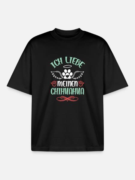 Chihuahua Love Wing Design - Boxy Heavyweight Unisex Organic T-Shirt by Stanley/Stella - black