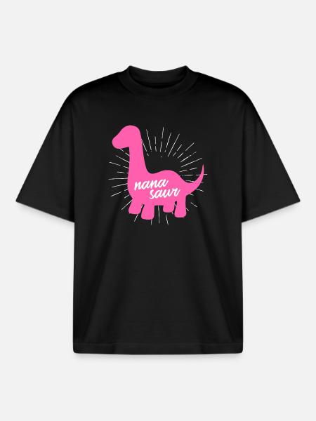 Nanasaurier-Pink-Dinosaurier-Oma-Familie - Boxy Heavyweight Unisex Organic T-Shirt von Stanley/Stella - Schwarz