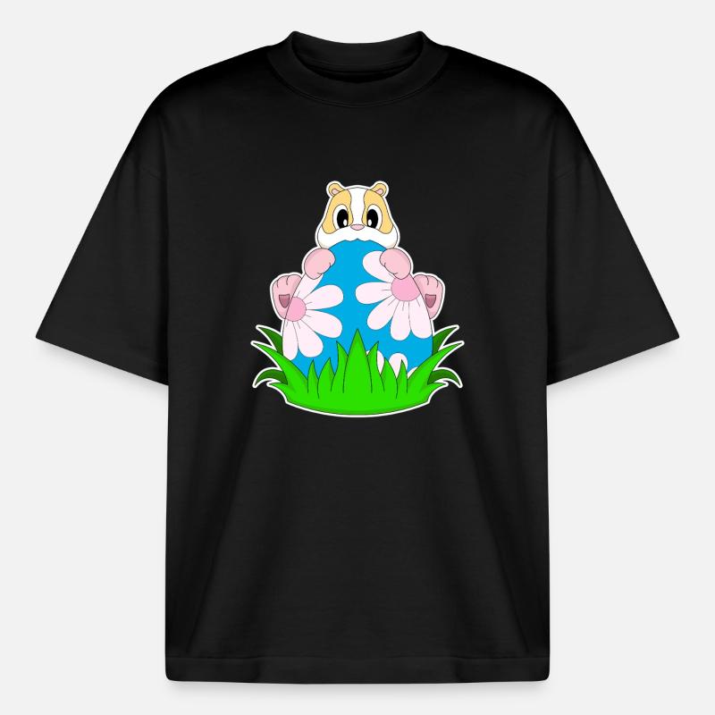 Hamster Easter Easter Egg - Boxy Heavyweight Unisex Organic T-Shirt by Stanley/Stella - black