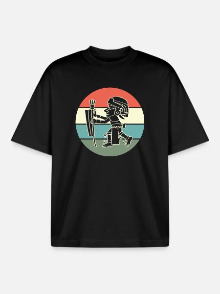 aztec Mayan calendar Inca - Boxy Heavyweight Unisex Organic T-Shirt by Stanley/Stella - black