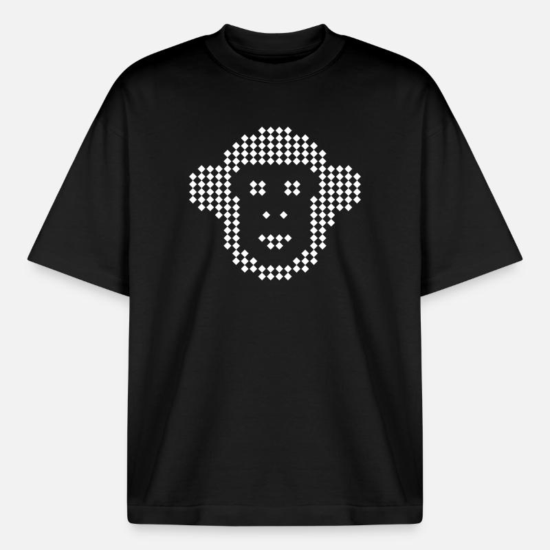 Pixel Monkey Diamond Emblem - Boxy Heavyweight Unisex Organic T-Shirt by Stanley/Stella - black