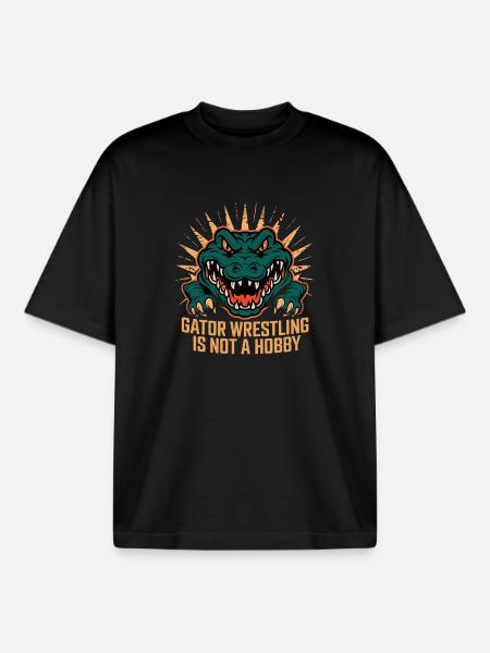 Alligator-bryting er ikke en hobby Morsom alligator - Unisex boxy heavyweight T-skjorte økologisk Stanley/Stella - svart