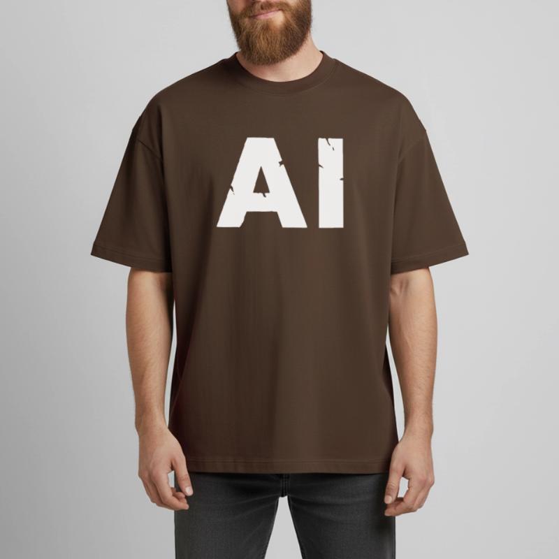 AI Artificial Intelligence Text Grunge Vector Boxy Heavyweight Unisex Organic T-Shirt by Stanley/Stella