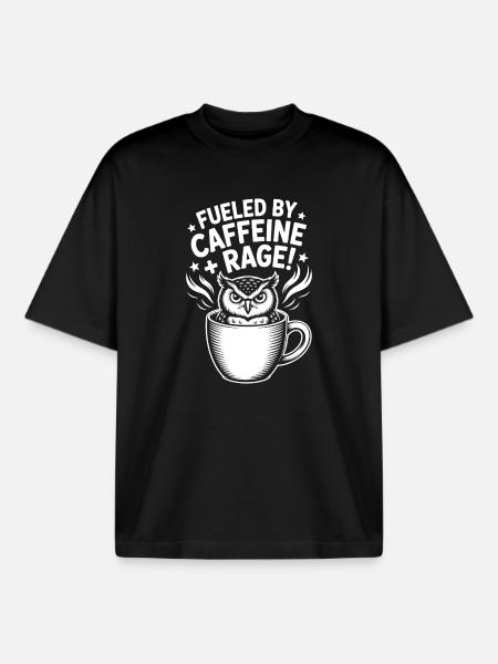 Coffee Sayings Caffeine Funny Coffee Gift - Boxy Heavyweight Unisex Organic T-Shirt by Stanley/Stella - black