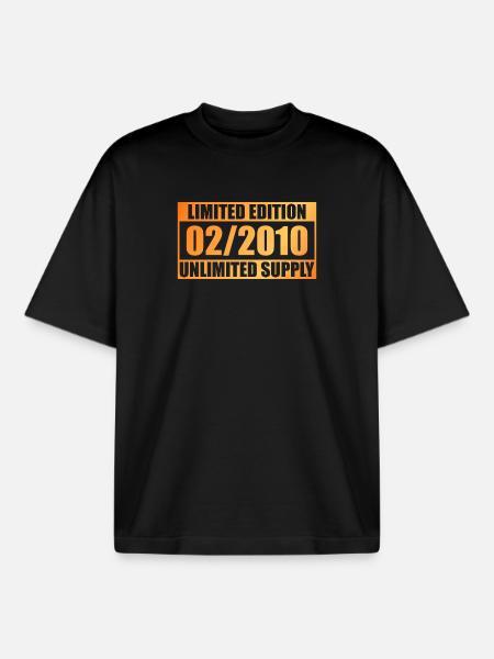 16th Birthday Limited Edition - ꝏ Supply 02/2010 - Boxy Heavyweight Unisex Organic T-Shirt by Stanley/Stella - black