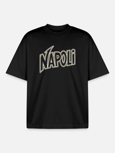 Napoli Neon Lettering - Boxy Heavyweight Unisex Organic T-Shirt by Stanley/Stella - black