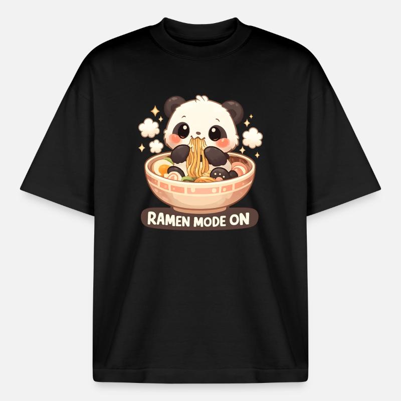 Ramen Panda Modus An - Boxy Heavyweight Unisex Organic T-Shirt von Stanley/Stella - Schwarz