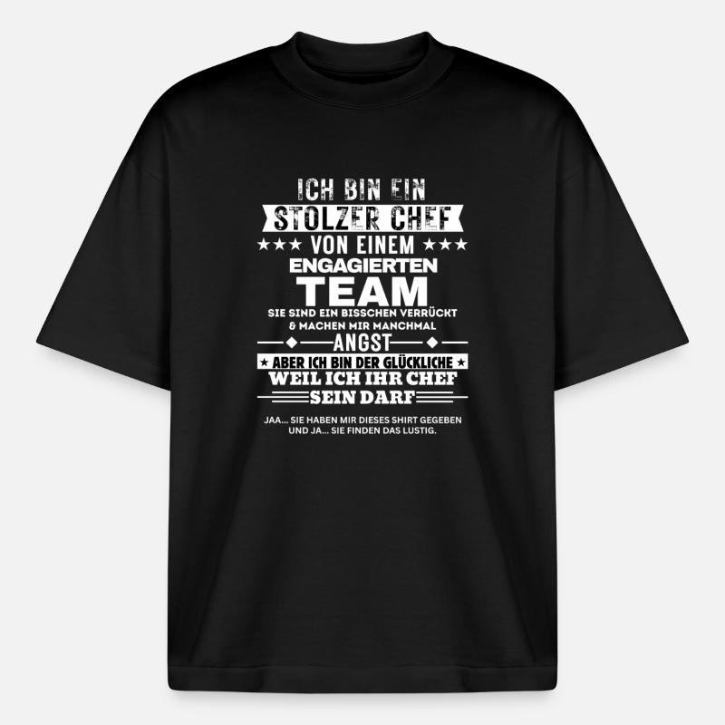 Fier patron d’une équipe dévouée - T-shirt unisexe boxy épais biologique Stanley/Stella - noir