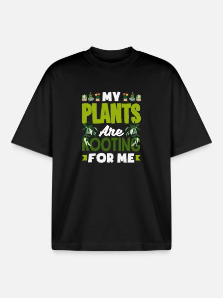 Mine planter hepper på mig Sjovt Ordspil - Stanley/Stella unisex boxy heavyweight T-shirt økologisk - sort
