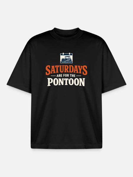 Pontoon Party Pontoon Crew Pontoon Boat - Boxy Heavyweight Unisex Organic T-Shirt by Stanley/Stella - black