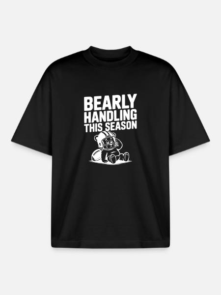 Bearly Handling This Season - Boxy Heavyweight Unisex Organic T-Shirt by Stanley/Stella - black