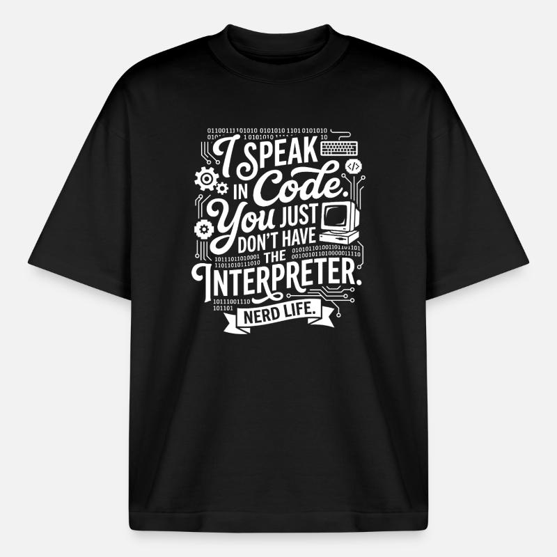 Codeflüstern Nerdleben - Heavyweight Boxy Unisex T-Shirt by Stanley/Stella - black