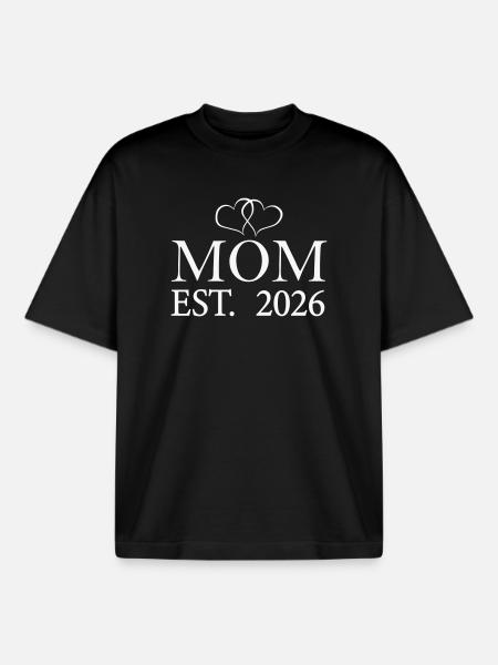 Mom Est. 2026 - Boxy Heavyweight Unisex Organic T-Shirt by Stanley/Stella - black