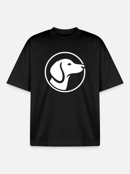 Dachshund Logo – Minimalist Dog Emblem - Boxy Heavyweight Unisex Organic T-Shirt by Stanley/Stella - black