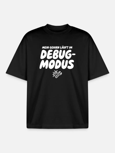 Gehirn im Debug-Modus – Humor Grafik - Boxy Heavyweight Unisex Organic T-Shirt von Stanley/Stella - Schwarz