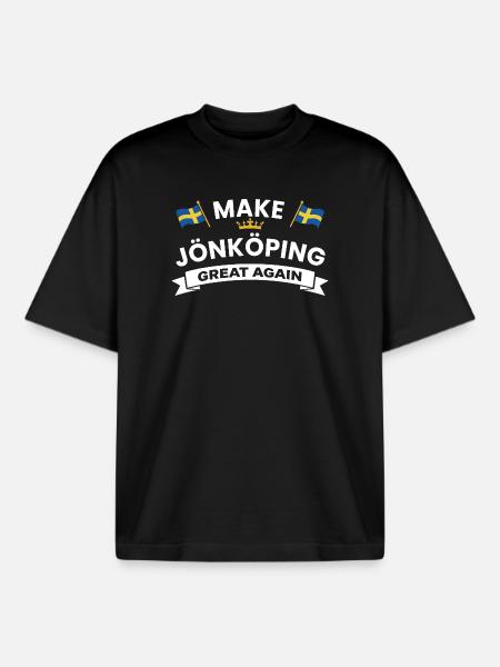 Jönköping City Crest Flag - Boxy Heavyweight Unisex Organic T-Shirt von Stanley/Stella - Schwarz