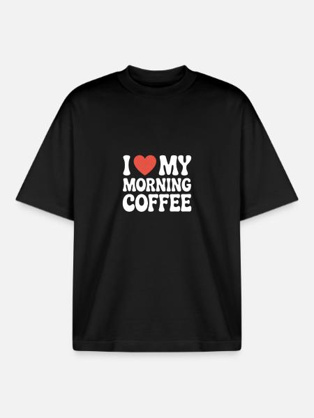 Ich liebe meinen Morgenkaffee - Boxy Heavyweight Unisex Organic T-Shirt von Stanley/Stella - Schwarz