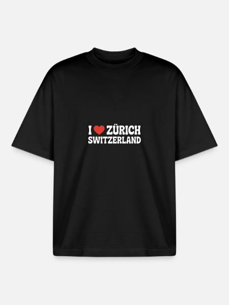 I love Zurich Switzerland - Boxy Heavyweight Unisex Organic T-Shirt by Stanley/Stella - black