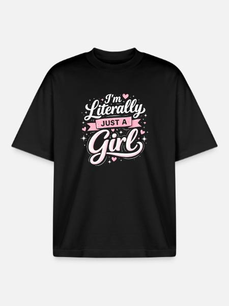 I'm literally just a girl - Boxy Heavyweight Unisex Organic T-Shirt by Stanley/Stella - black