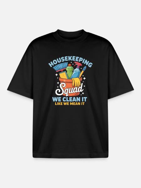 Funny Cleaning Design - Boxy Heavyweight Unisex Organic T-Shirt by Stanley/Stella - black