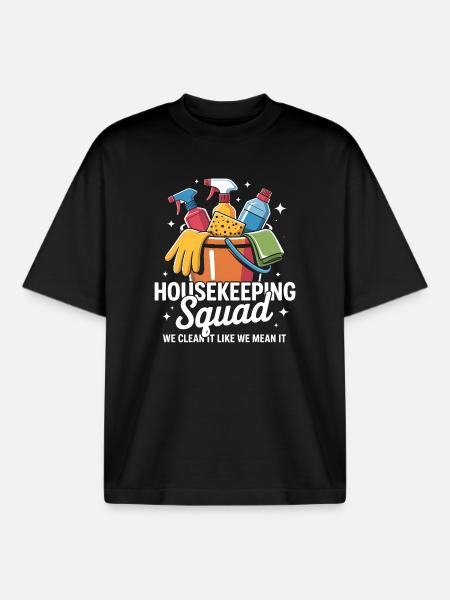 Funny Cleaning Design - Boxy Heavyweight Unisex Organic T-Shirt by Stanley/Stella - black