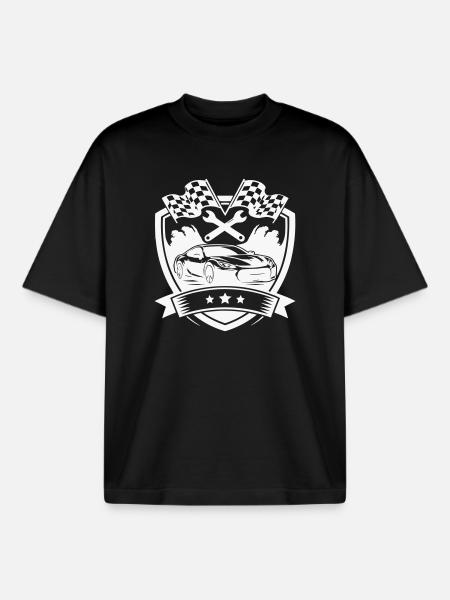 Car Shield Logo - Boxy Heavyweight Unisex Organic T-Shirt by Stanley/Stella - black