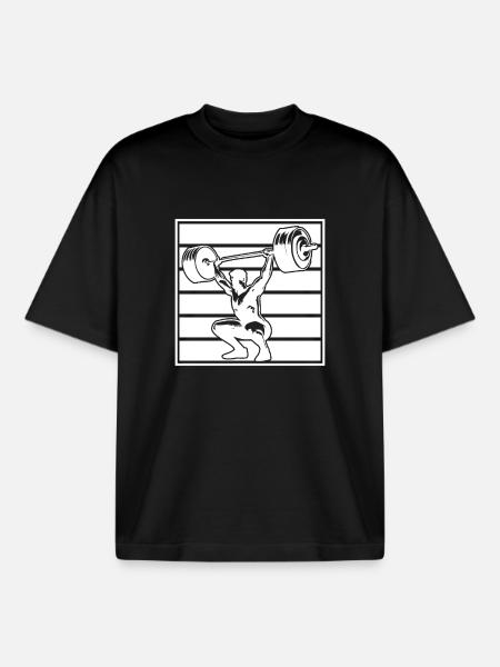 Powerlifting Bodybuilder Weightlifter Gym - Boxy Heavyweight Unisex Organic T-Shirt by Stanley/Stella - black