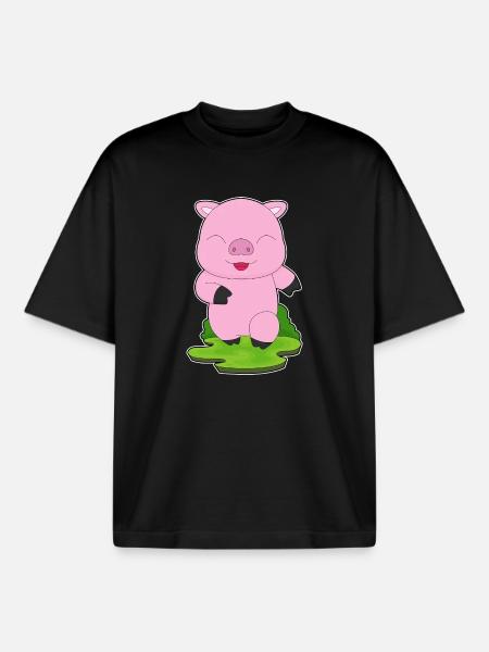 Cochon Jogger Jogging Sport - T-shirt unisexe boxy épais biologique Stanley/Stella - noir