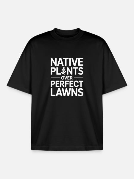 Native Plants Over Perfect Lawns - Boxy Heavyweight Unisex Organic T-Shirt by Stanley/Stella - black