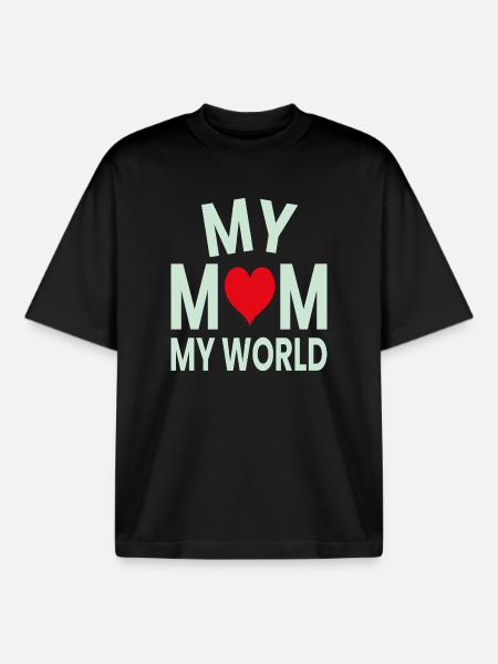 Meine Mutter Mein Weltherz - Boxy Heavyweight Unisex Organic T-Shirt von Stanley/Stella - Schwarz