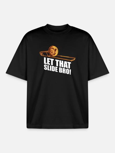 Laisse ce tromboniste glisser - T-shirt unisexe boxy épais biologique Stanley/Stella - noir
