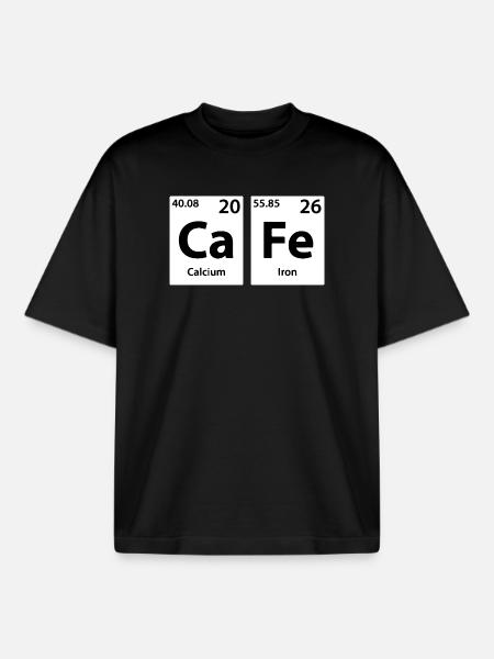CaFe Chemistry Periodic Table - Boxy Heavyweight Unisex Organic T-Shirt by Stanley/Stella - black