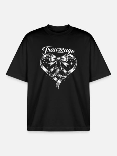 Herz Schleife Ringe Trauzeichen - Boxy Heavyweight Unisex Organic T-Shirt von Stanley/Stella - Schwarz