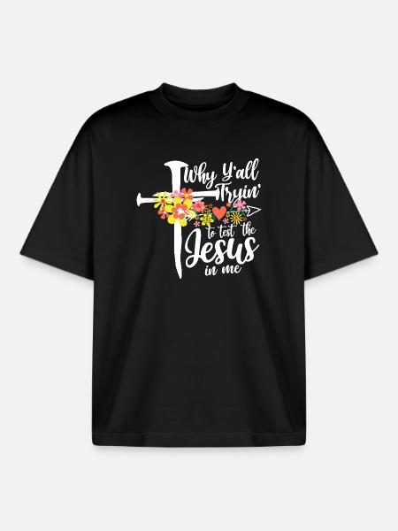 Cross flowers: Jesus in me - Boxy Heavyweight Unisex Organic T-Shirt by Stanley/Stella - black