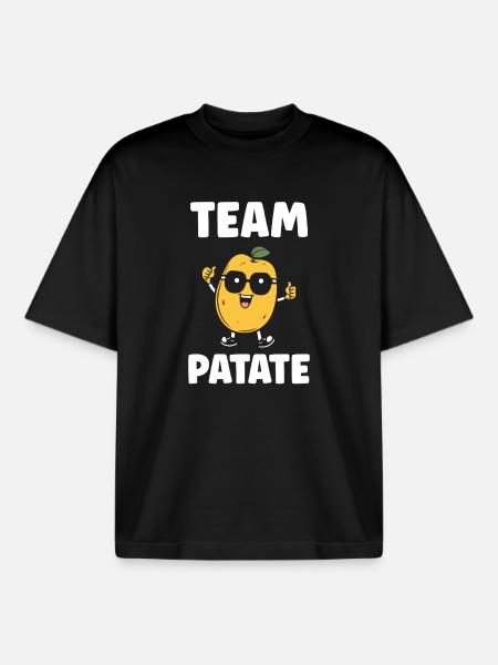Team Potato Smiling Mascot - Boxy Heavyweight Unisex Organic T-Shirt by Stanley/Stella - black
