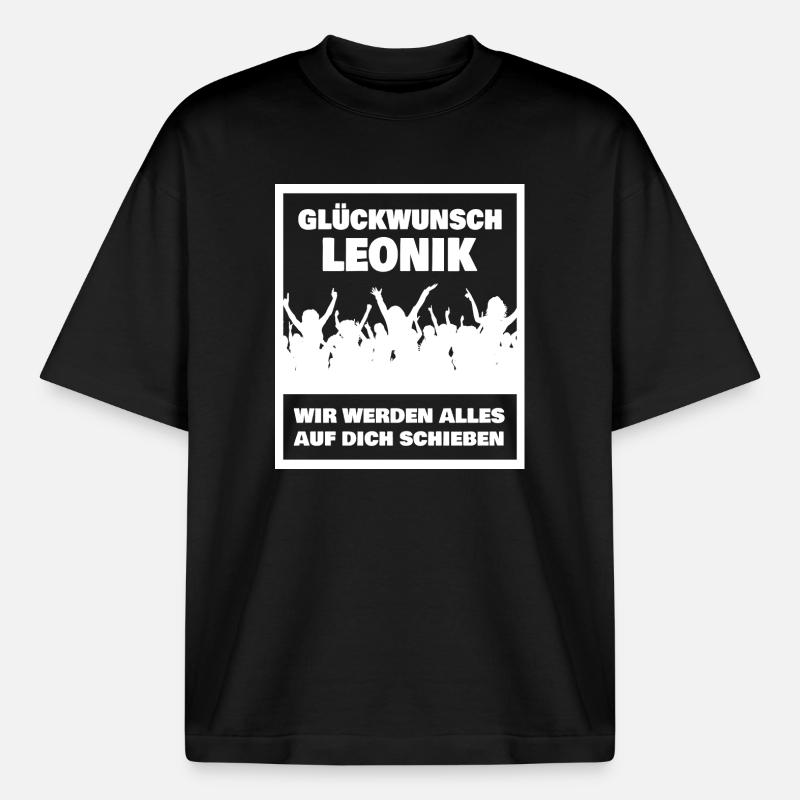 Leonik as a first name - Boxy Heavyweight Unisex Organic T-Shirt by Stanley/Stella - black